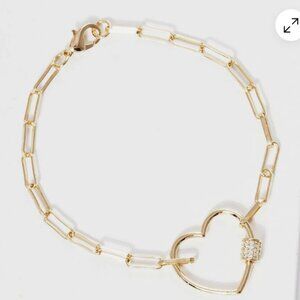 Heart and Rod with Simulated Diamond CZ Paperclip Link Chain Design Bracelet